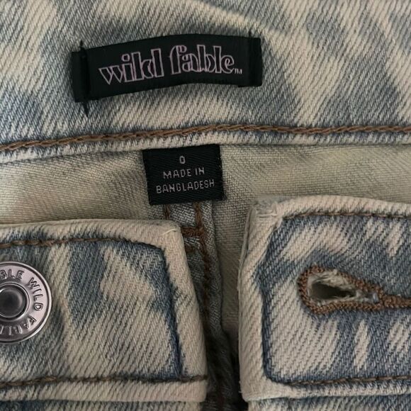 Wild Fable Super High Rise Straight Jeans Acid Over Dye Lime Green 0 Casual Boho - Picture 4 of 5